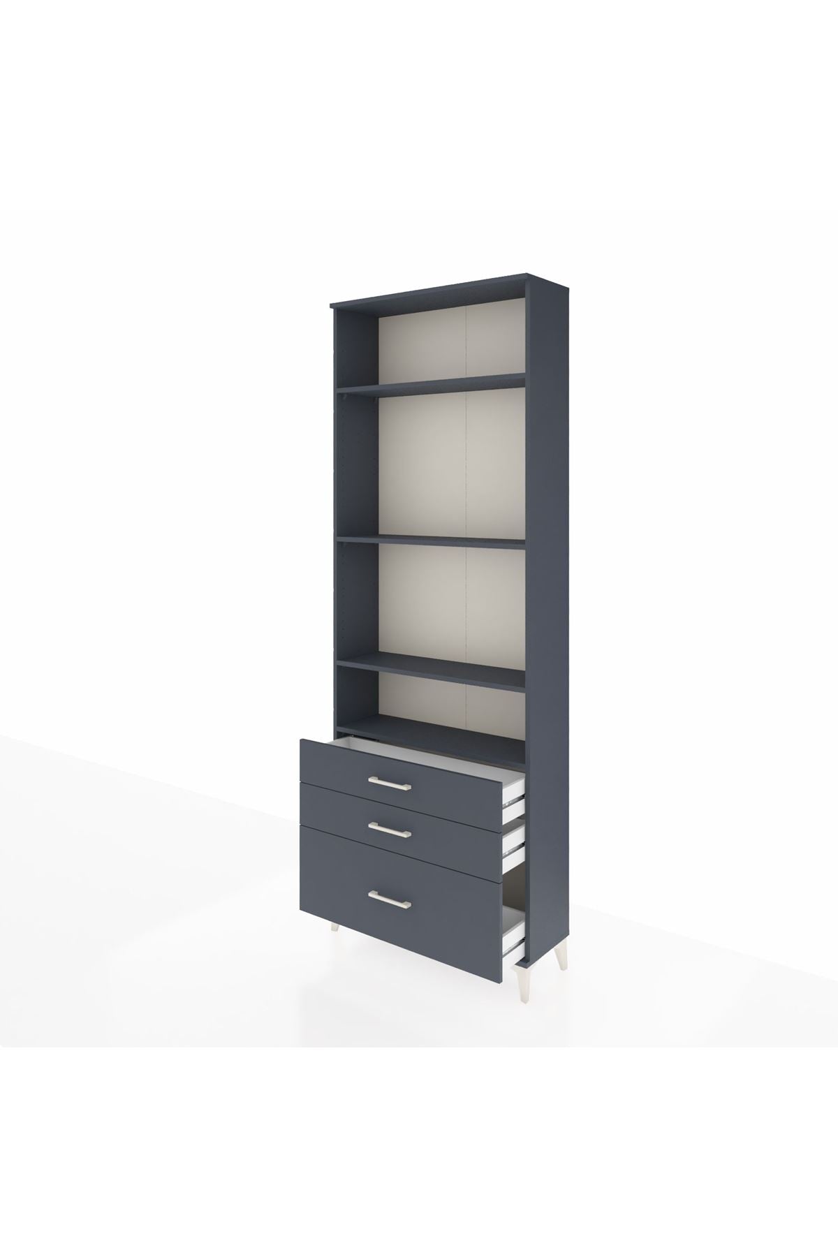 Arges Dolap 4 Raflı 3 Çekmeceli 88x30x243 Antrasit-Antrasit