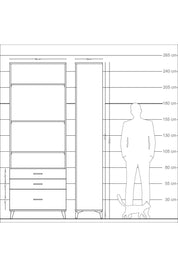 Arges Dolap 4 Raflı 3 Çekmeceli 88x30x243 Antrasit-Antrasit