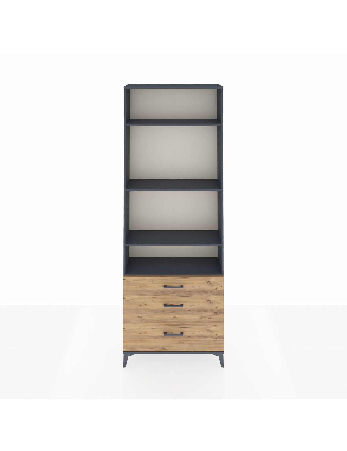 Arges Dolap 4 Raflı 3 Çekmeceli 88x30x243 Antrasit-Çam