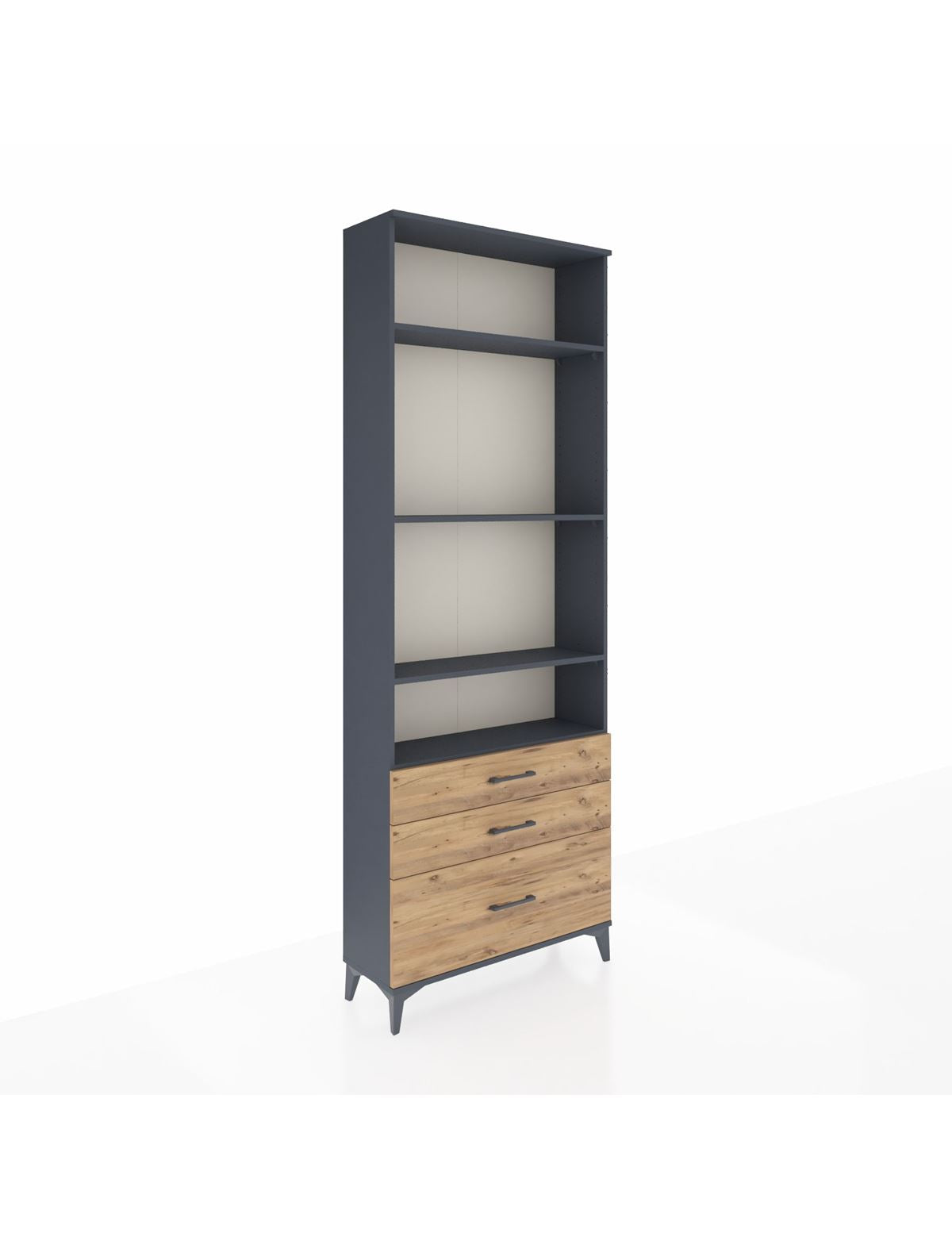 Arges Dolap 4 Raflı 3 Çekmeceli 88x30x243 Antrasit-Çam