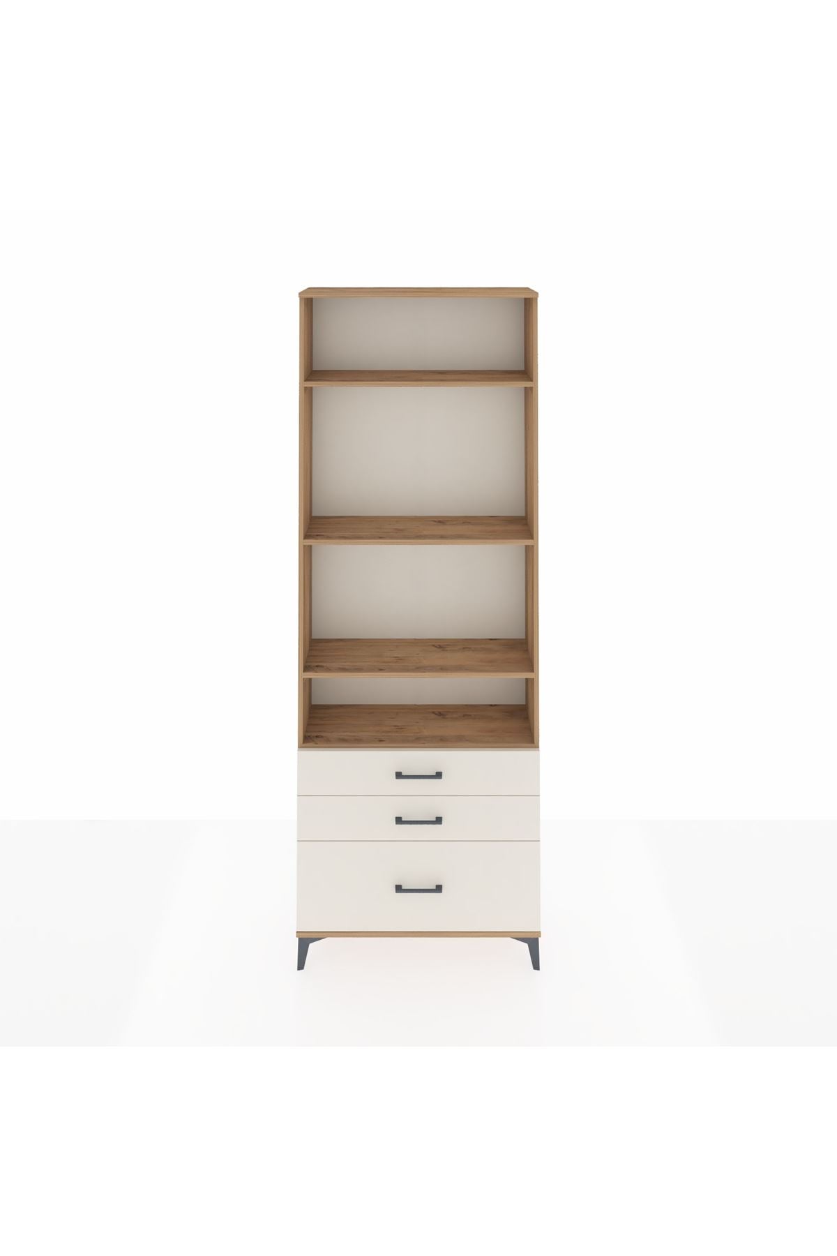 Arges Dolap 4 Raflı 3 Çekmeceli 88x30x243 Çam-Aytaşı