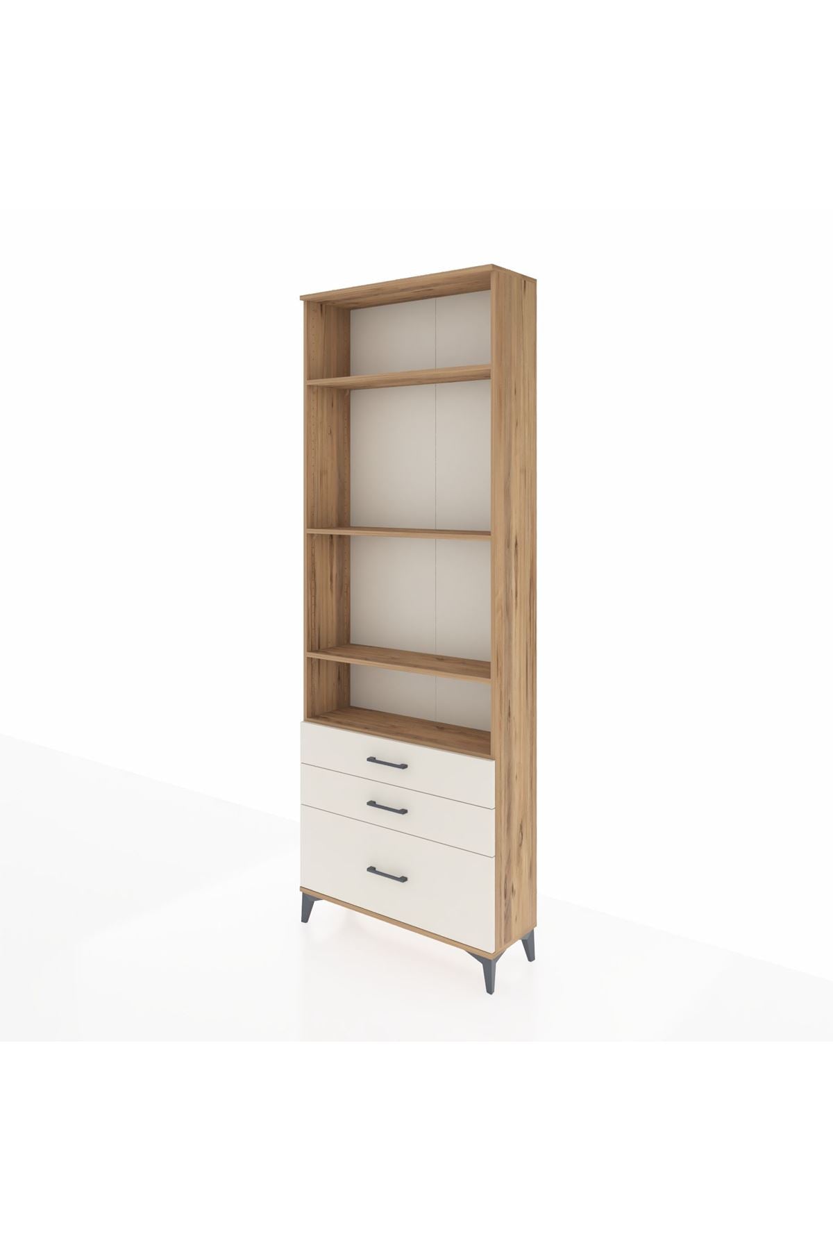 Arges Dolap 4 Raflı 3 Çekmeceli 88x30x243 Çam-Aytaşı