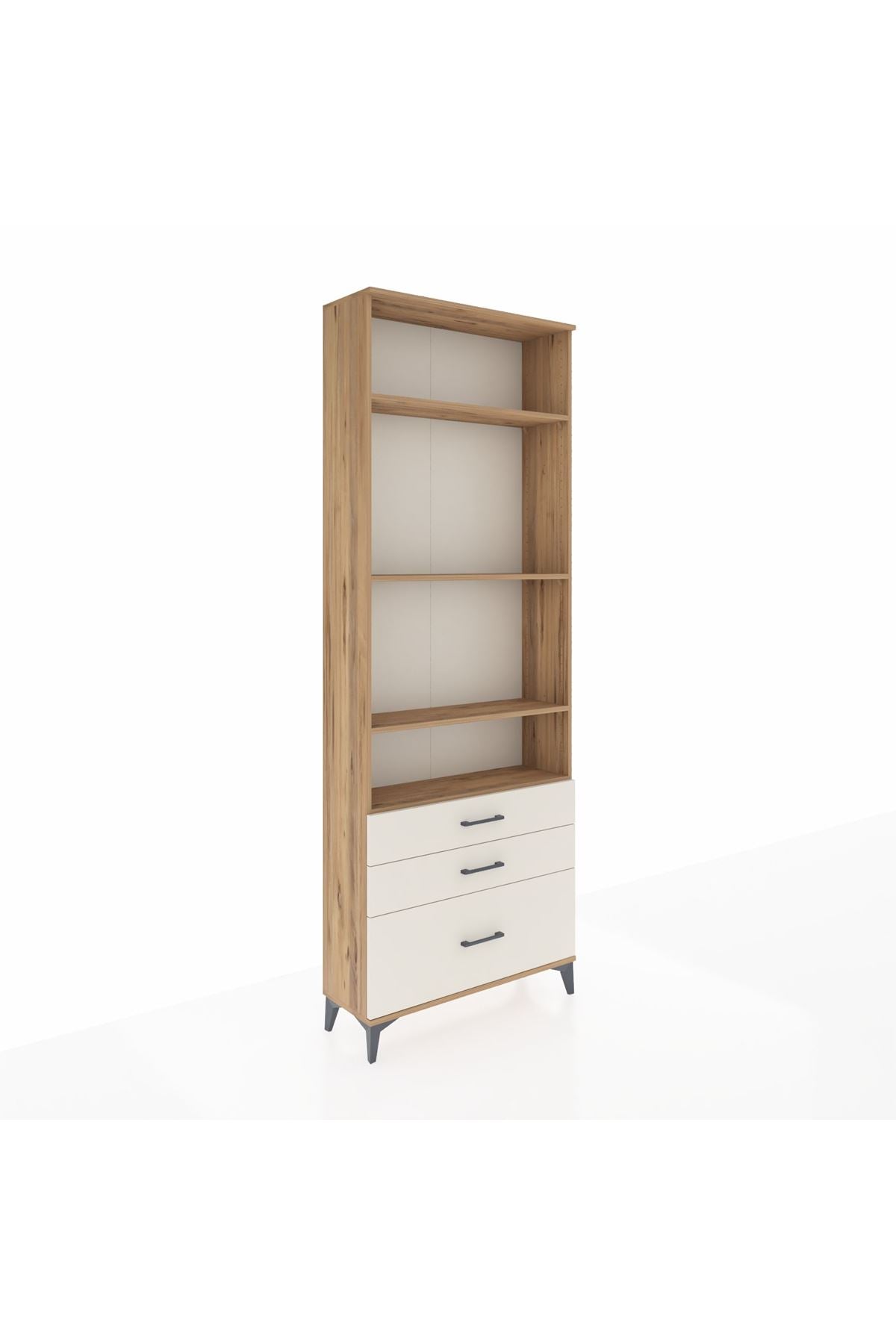 Arges Dolap 4 Raflı 3 Çekmeceli 88x30x243 Çam-Aytaşı