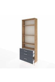 Arges Dolap 4 Raflı 3 Çekmeceli 88x30x243 Çam-Antrasit