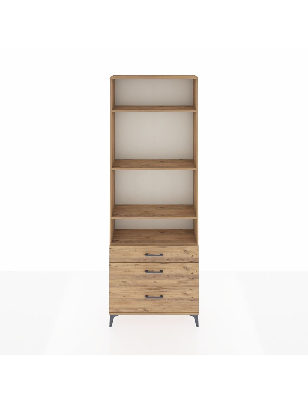 Arges Dolap 4 Raflı 3 Çekmeceli 88x30x243 Çam-Çam