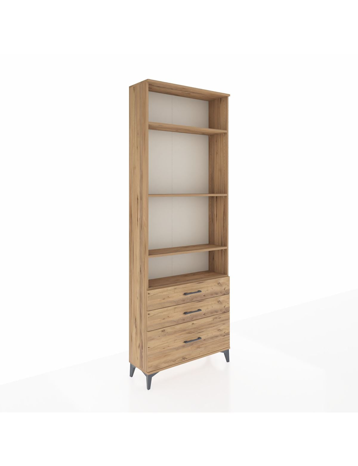 Arges Dolap 4 Raflı 3 Çekmeceli 88x30x243 Çam-Çam