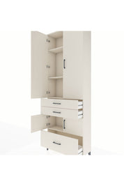 Arges Dolap 4 Raflı 3 Çekmeceli 4 Kapaklı 88x30x243 Aytaşı-Aytaşı