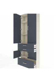 Arges Dolap 4 Raflı 3 Çekmeceli 4 Kapaklı 88x30x243 Aytaşı-Antrasit