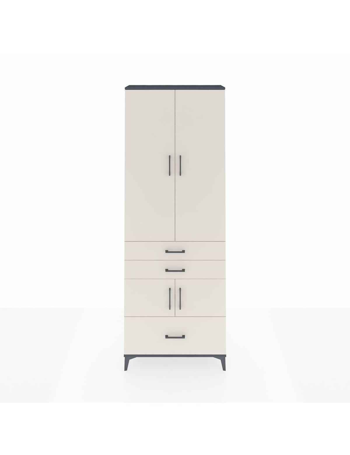 Arges Dolap 4 Raflı 3 Çekmeceli 4 Kapaklı 88x30x243 Antrasit-Aytaşı