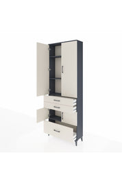 Arges Dolap 4 Raflı 3 Çekmeceli 4 Kapaklı 88x30x243 Antrasit-Aytaşı