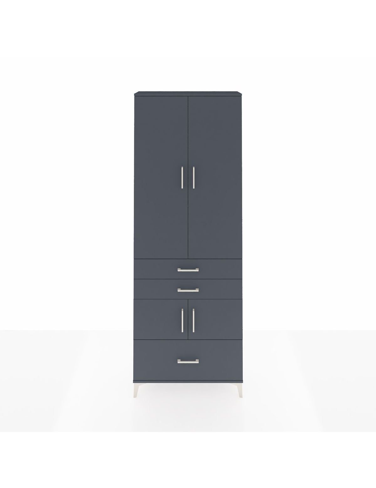 Arges Dolap 4 Raflı 3 Çekmeceli 4 Kapaklı 88x30x243 Antrasit-Antrasit