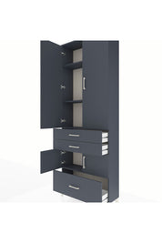 Arges Dolap 4 Raflı 3 Çekmeceli 4 Kapaklı 88x30x243 Antrasit-Antrasit