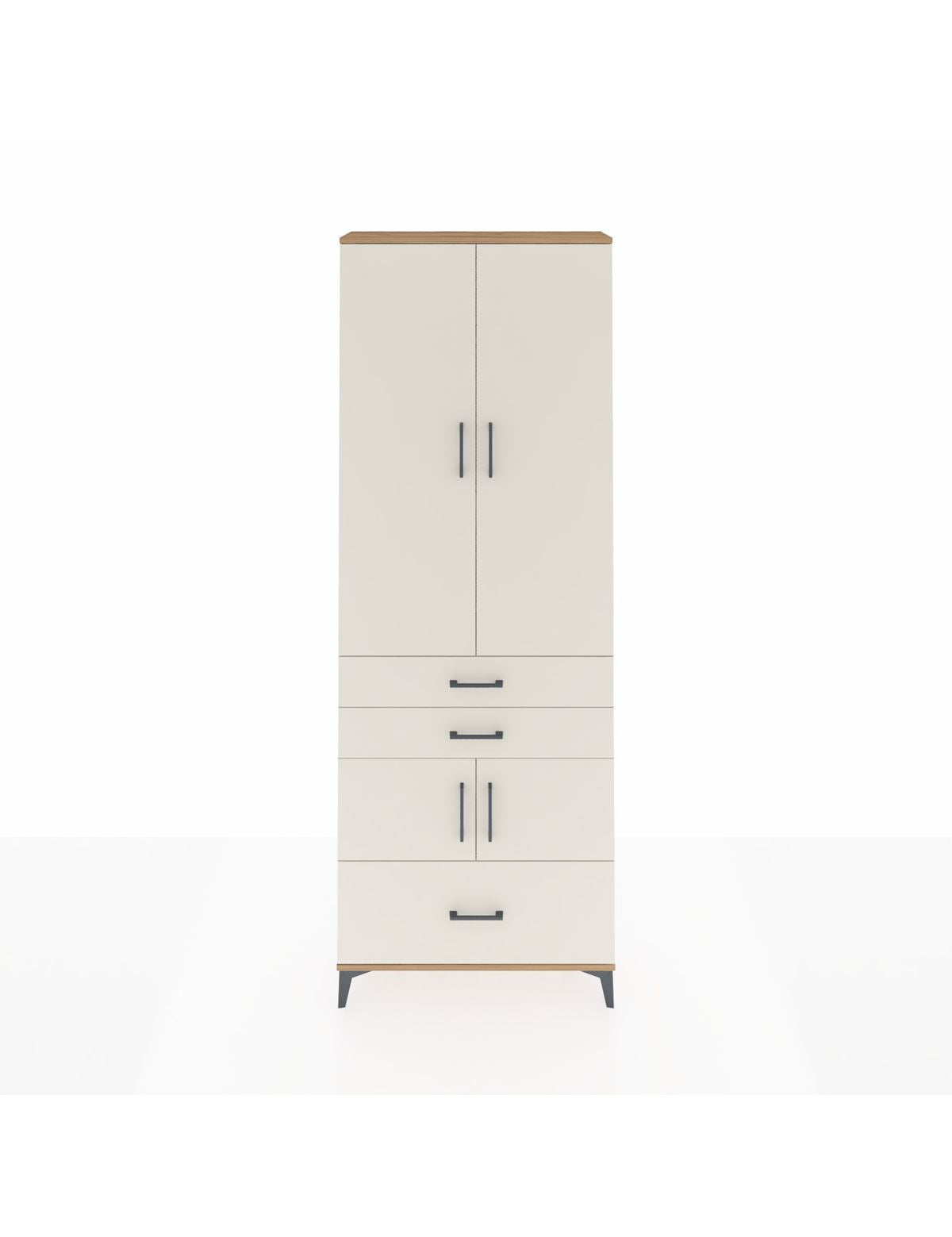 Arges Dolap 4 Raflı 3 Çekmeceli 4 Kapaklı 88x30x243 Çam-Aytaşı