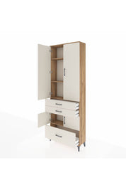Arges Dolap 4 Raflı 3 Çekmeceli 4 Kapaklı 88x30x243 Çam-Aytaşı
