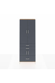 Arges Dolap 4 Raflı 3 Çekmeceli 4 Kapaklı 88x30x243 Çam-Antrasit