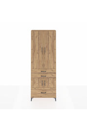 Arges Dolap 4 Raflı 3 Çekmeceli 4 Kapaklı 88x30x243 Çam-Çam