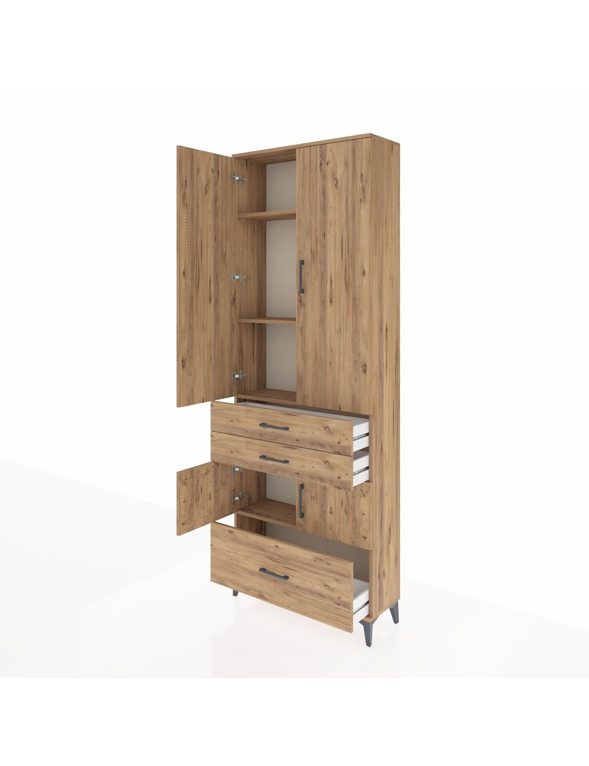 Arges Dolap 4 Raflı 3 Çekmeceli 4 Kapaklı 88x30x243 - S33M007V9A