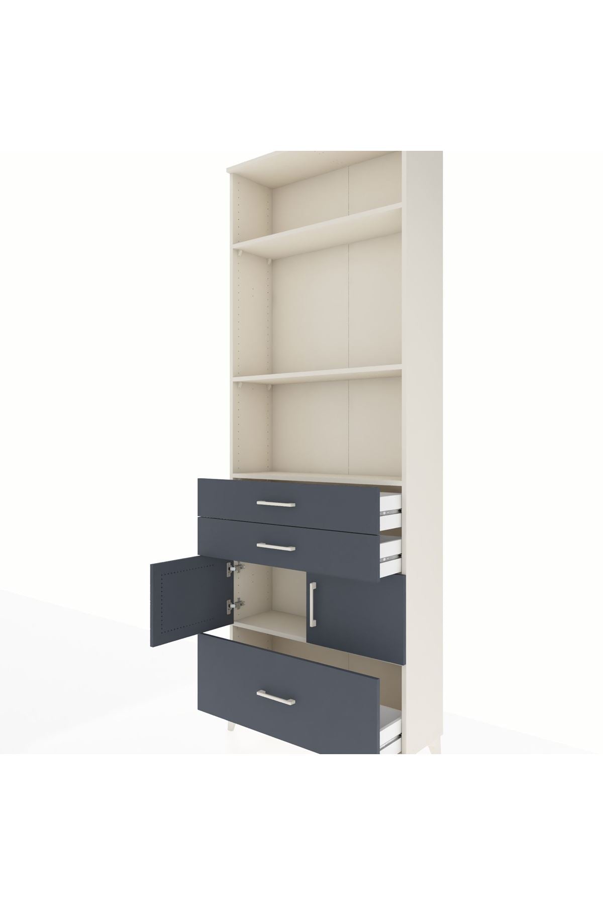 Arges Dolap 4 Raflı 3 Çekmeceli 2 Kapaklı 88x30x243 Aytaşı-Antrasit