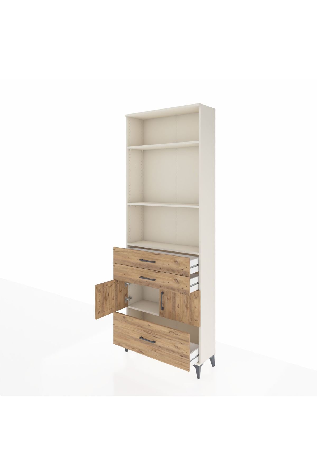 Arges Dolap 4 Raflı 3 Çekmeceli 2 Kapaklı 88x30x243 Aytaşı-Çam