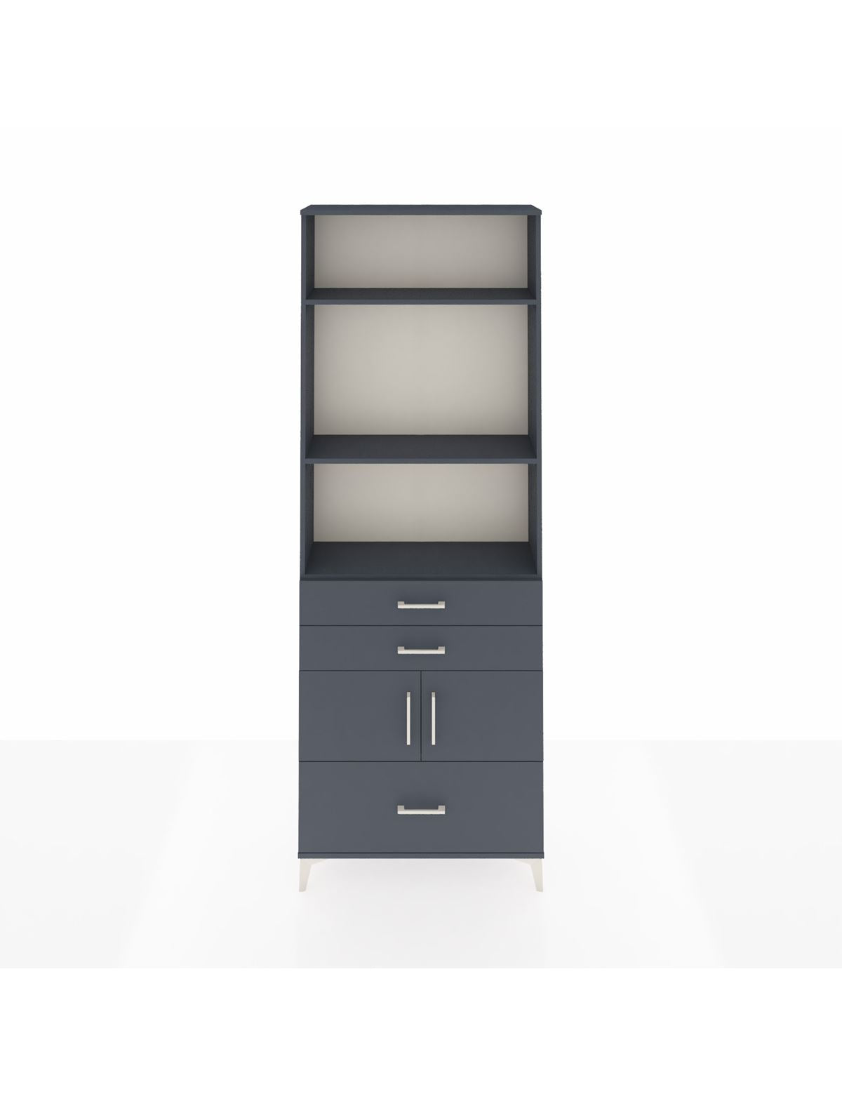 Arges Dolap 4 Raflı 3 Çekmeceli 2 Kapaklı 88x30x243 Antrasit-Antrasit