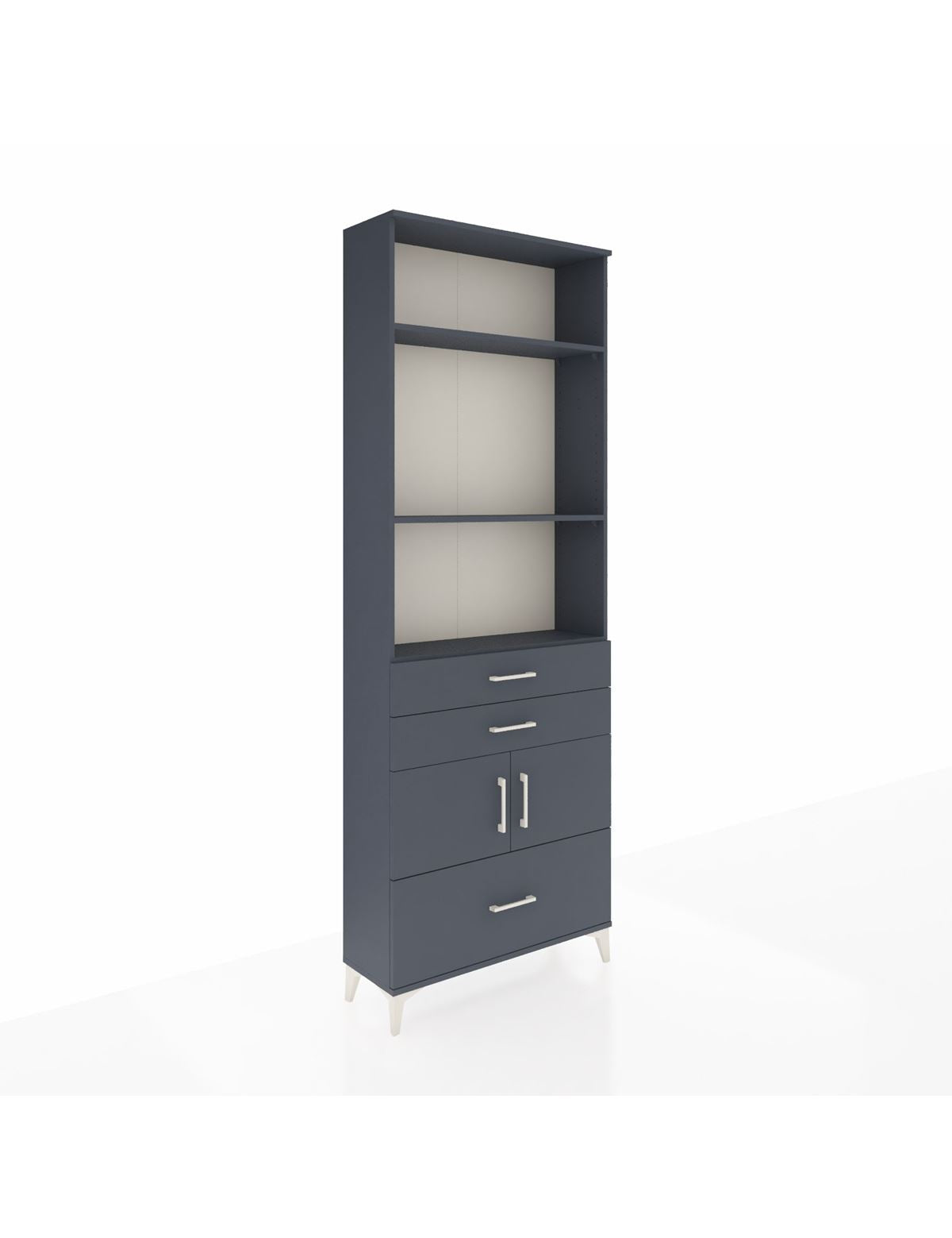 Arges Dolap 4 Raflı 3 Çekmeceli 2 Kapaklı 88x30x243 Antrasit-Antrasit