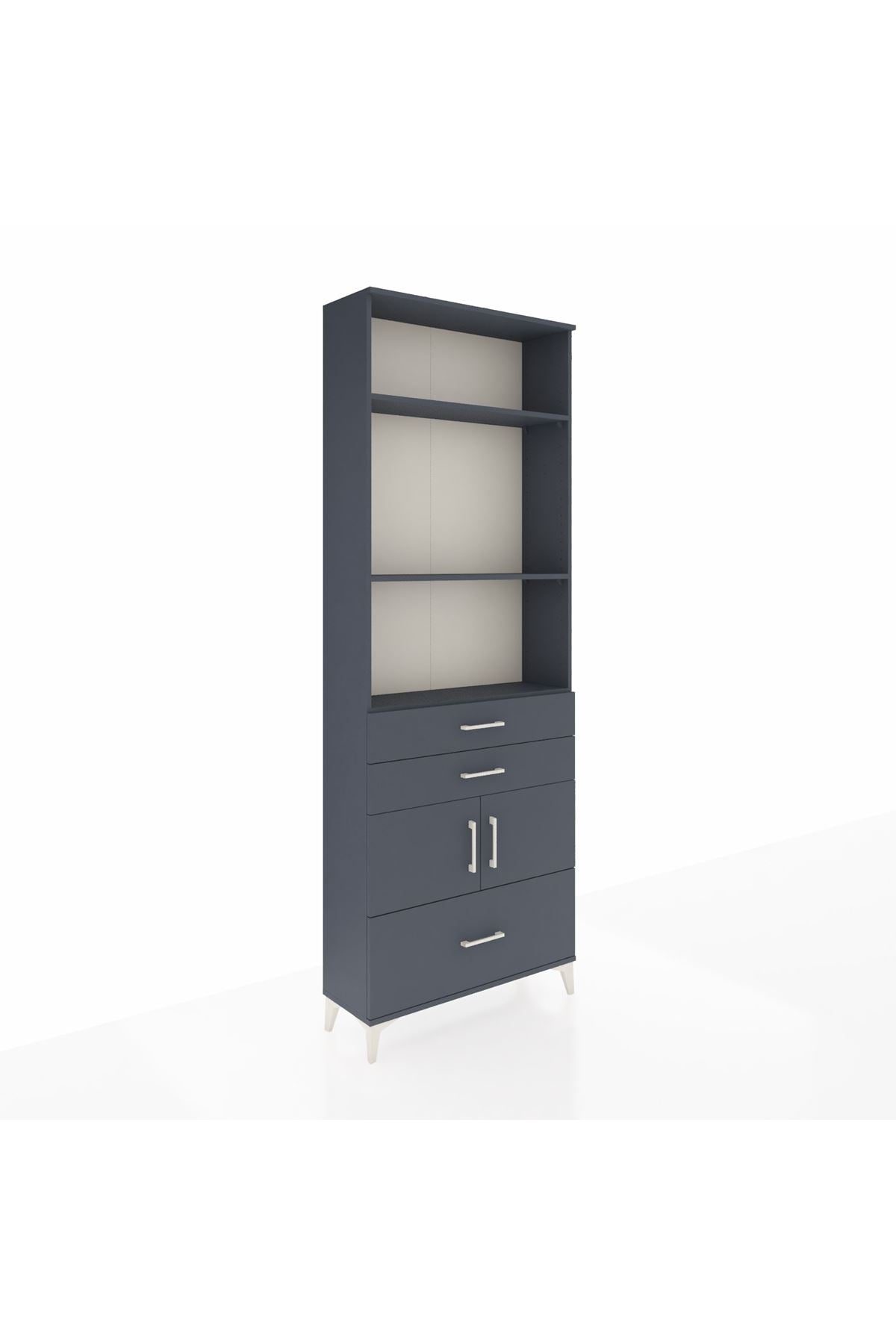 Arges Dolap 4 Raflı 3 Çekmeceli 2 Kapaklı 88x30x243 Antrasit-Antrasit