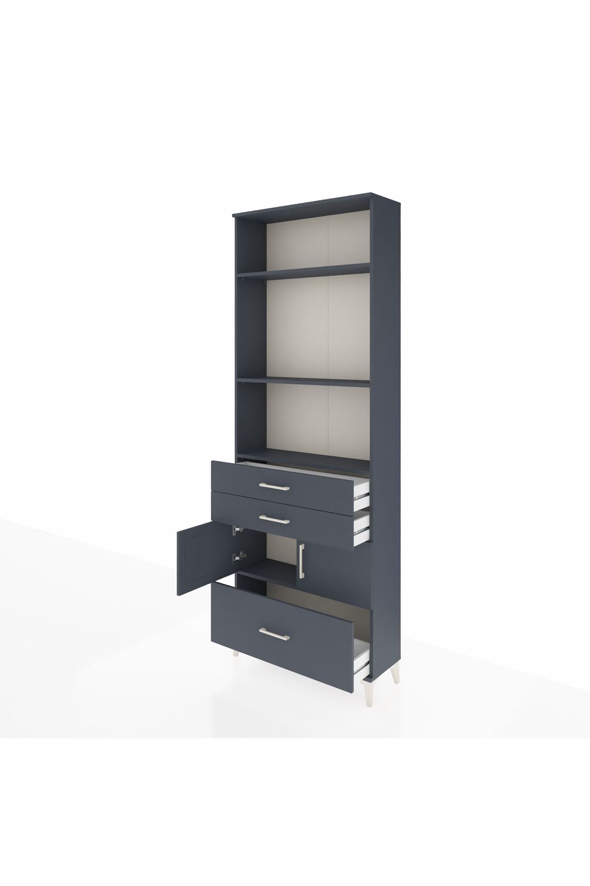 Arges Dolap 4 Raflı 3 Çekmeceli 2 Kapaklı 88x30x243 Antrasit-Antrasit