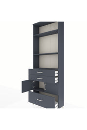 Arges Dolap 4 Raflı 3 Çekmeceli 2 Kapaklı 88x30x243 Antrasit-Antrasit