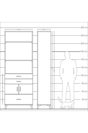 Arges Dolap 4 Raflı 3 Çekmeceli 2 Kapaklı 88x30x243 Antrasit-Antrasit