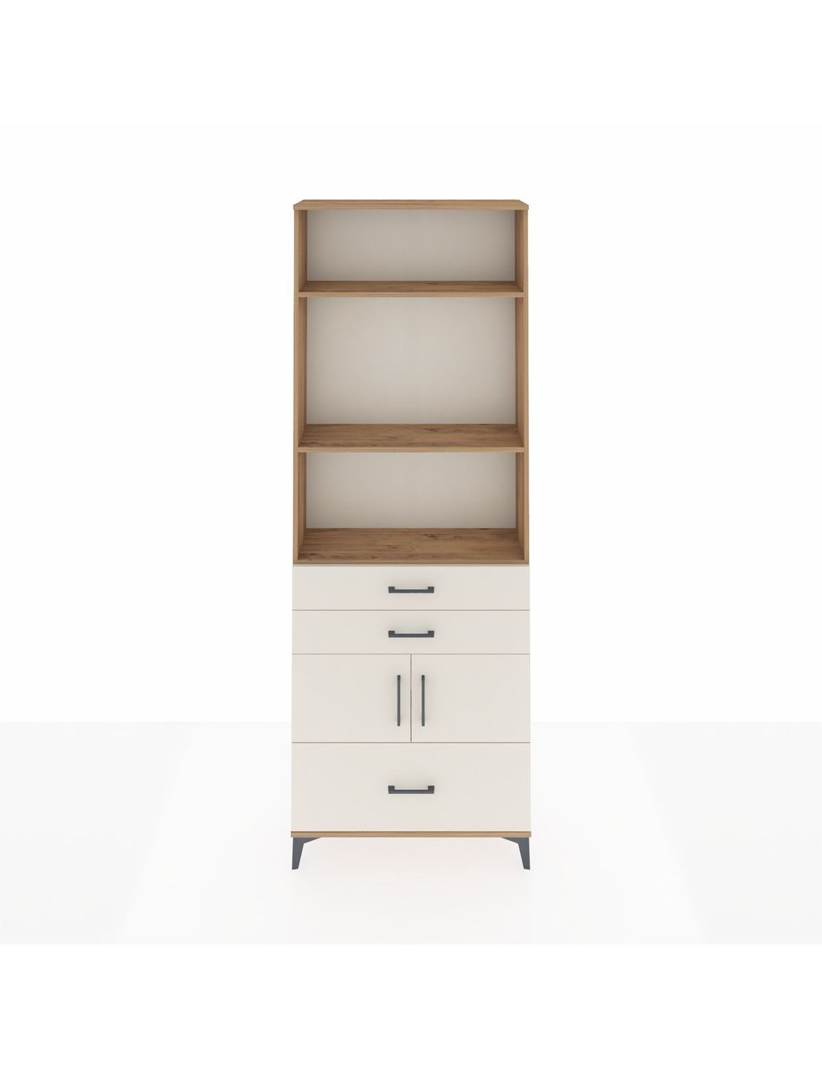 Arges Dolap 4 Raflı 3 Çekmeceli 2 Kapaklı 88x30x243 Çam-Aytaşı