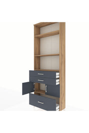 Arges Dolap 4 Raflı 3 Çekmeceli 2 Kapaklı 88x30x243 Çam-Antrasit