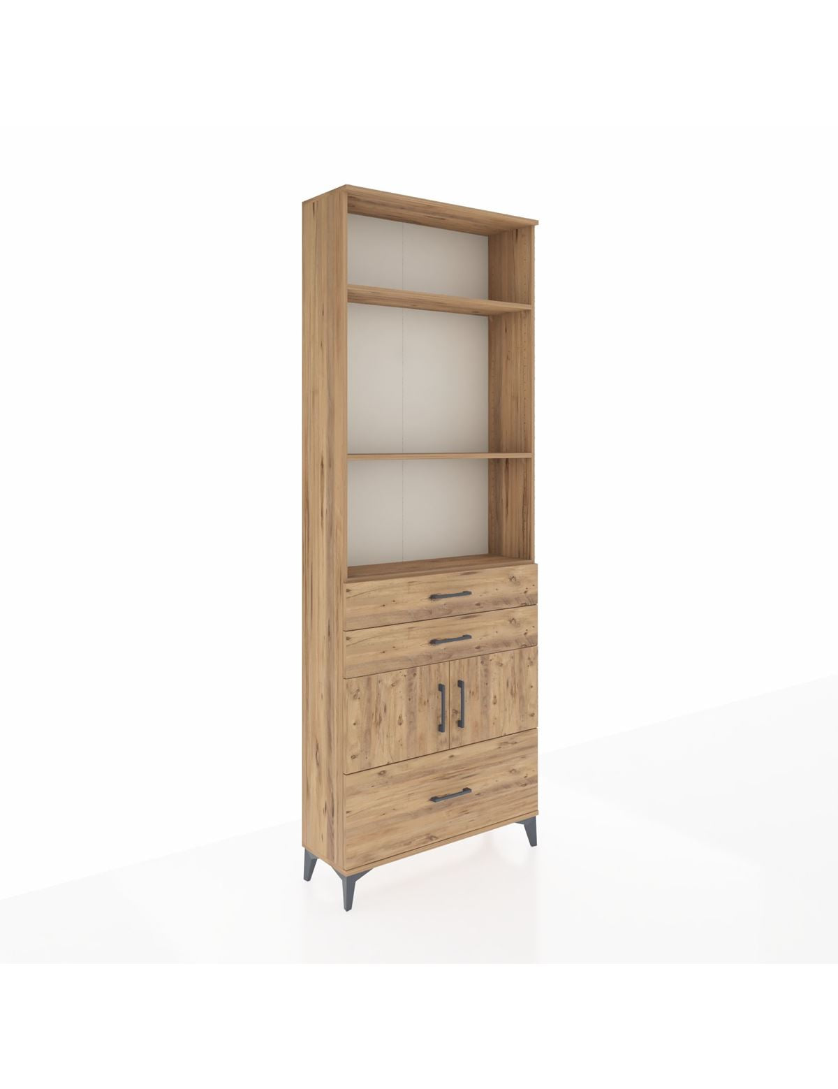 Arges Dolap 4 Raflı 3 Çekmeceli 2 Kapaklı 88x30x243 Çam-Çam