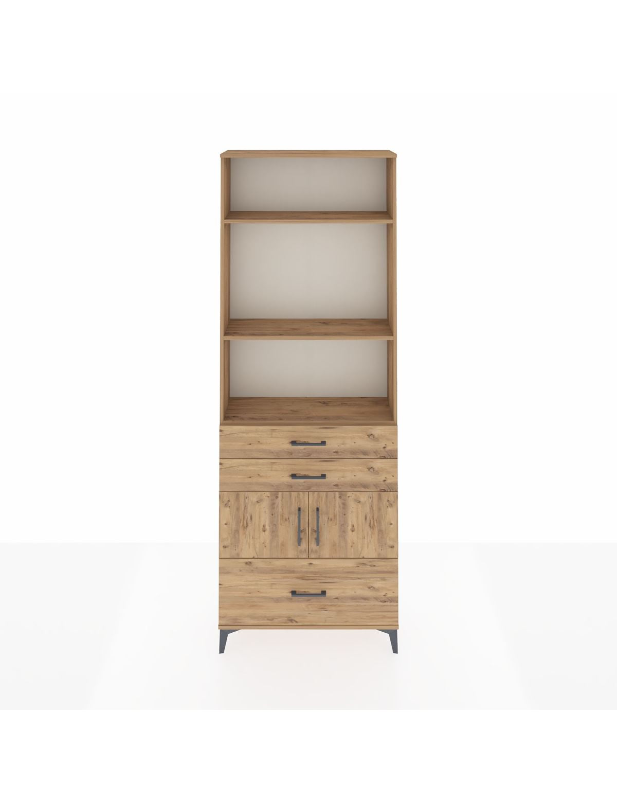 Arges Dolap 4 Raflı 3 Çekmeceli 2 Kapaklı 88x30x243 Çam-Çam