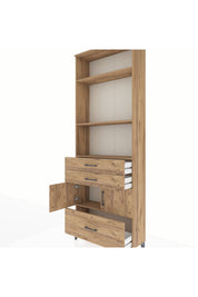 Arges Dolap 4 Raflı 3 Çekmeceli 2 Kapaklı 88x30x243 Çam-Çam