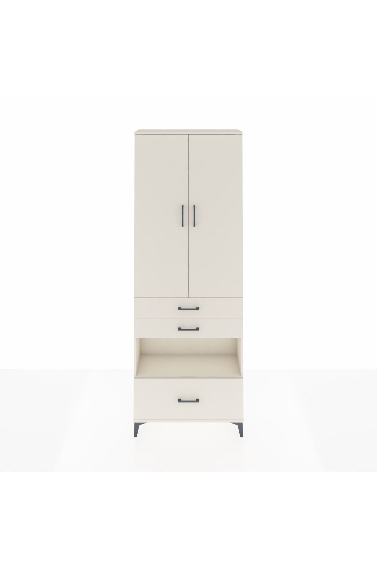 Arges Dolap 4 Raflı 3 Çekmeceli 2 Kapaklı 88x30x243 Aytaşı-Aytaşı