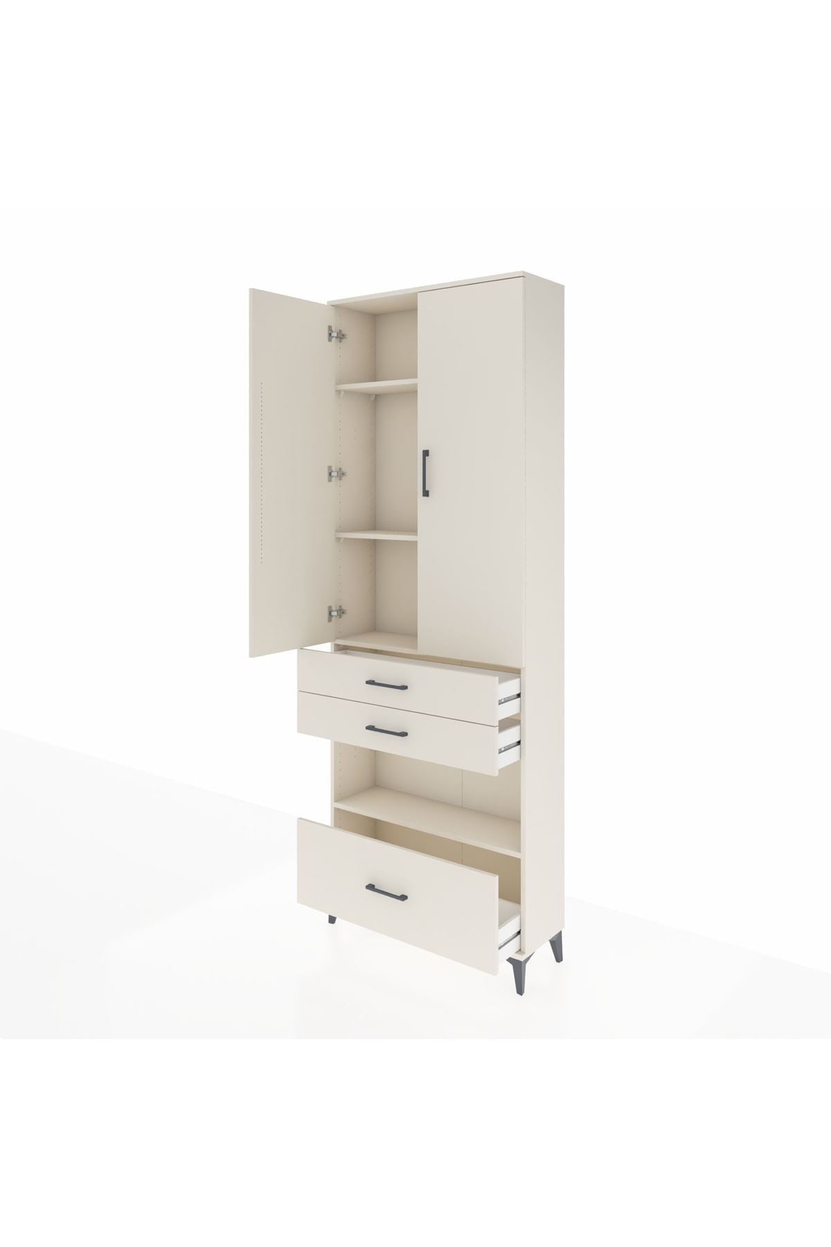 Arges Dolap 4 Raflı 3 Çekmeceli 2 Kapaklı 88x30x243 Aytaşı-Aytaşı