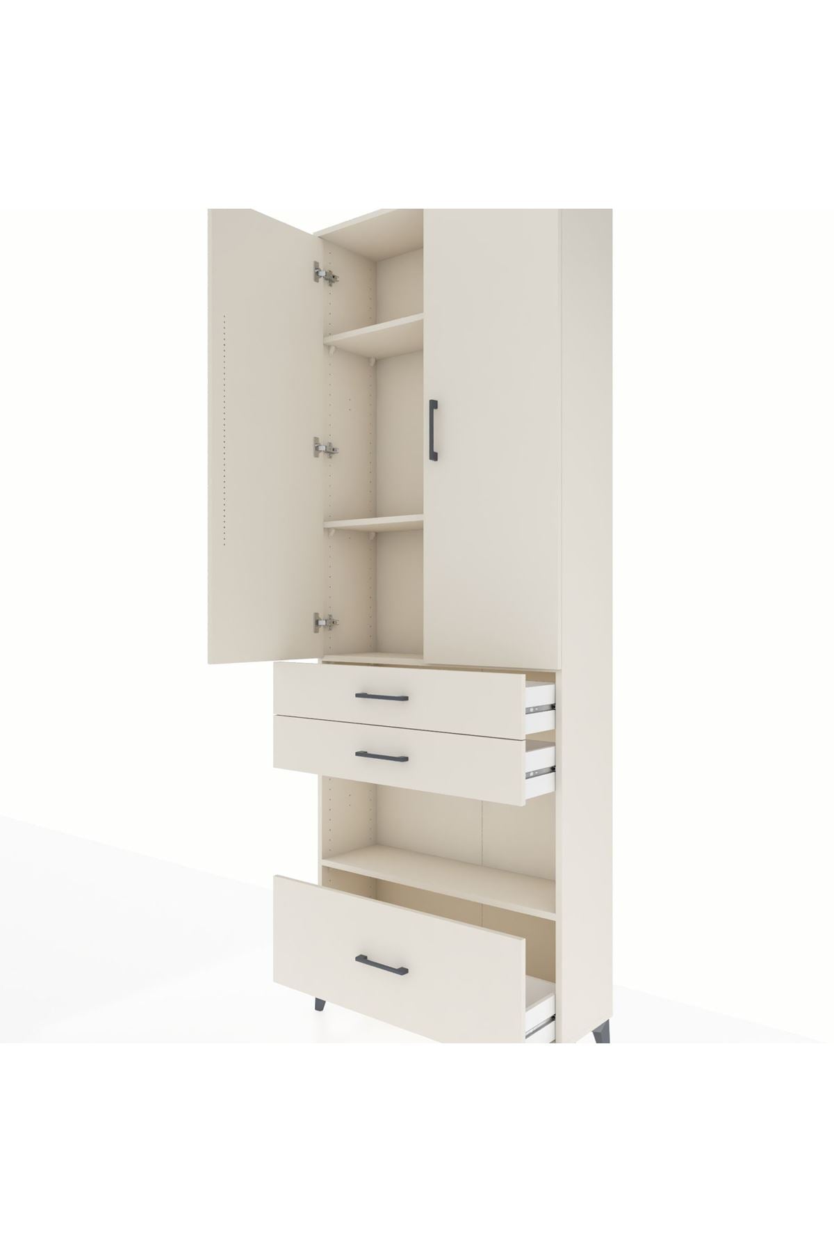 Arges Dolap 4 Raflı 3 Çekmeceli 2 Kapaklı 88x30x243 Aytaşı-Aytaşı