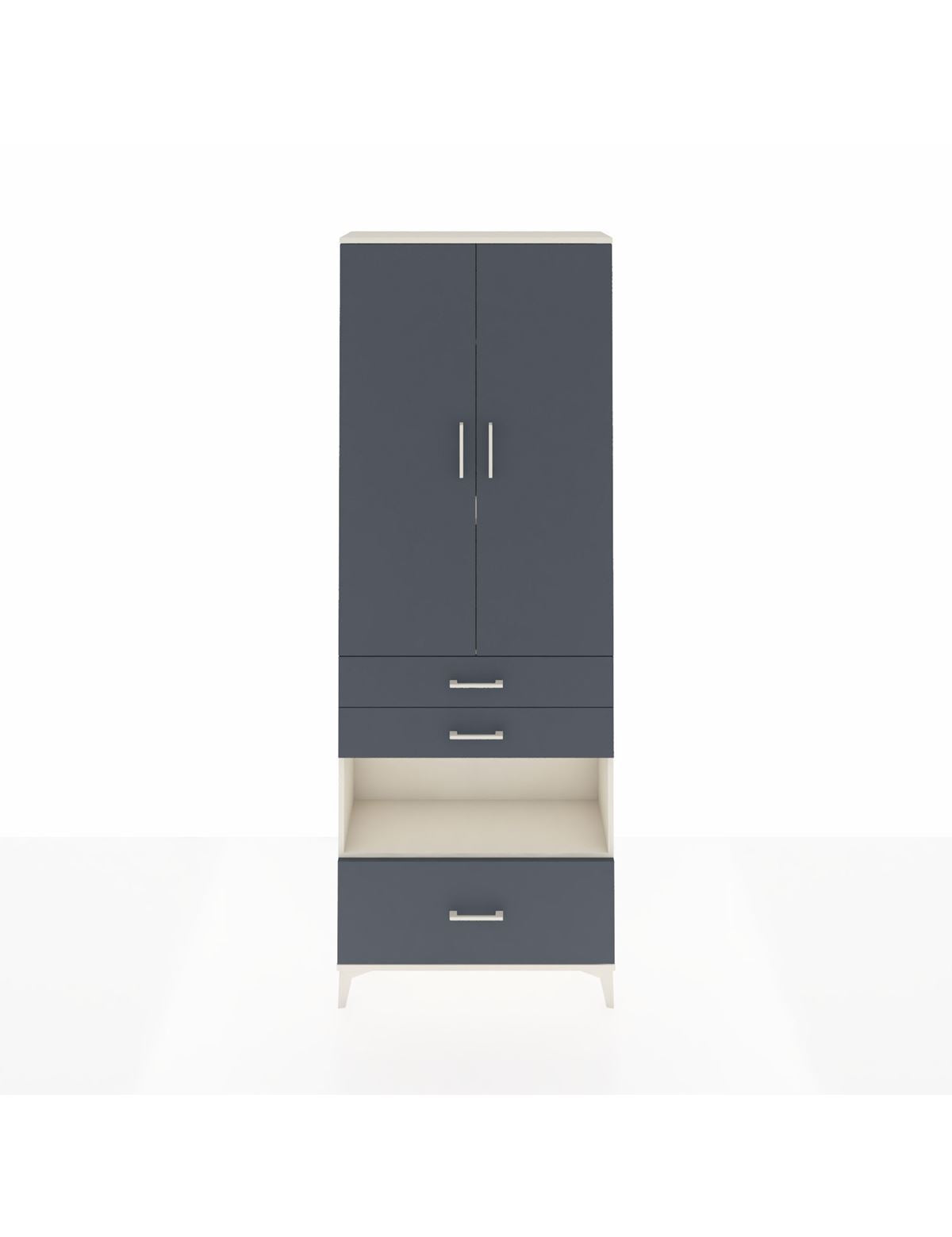 Arges Dolap 4 Raflı 3 Çekmeceli 2 Kapaklı 88x30x243 Aytaşı-Antrasit