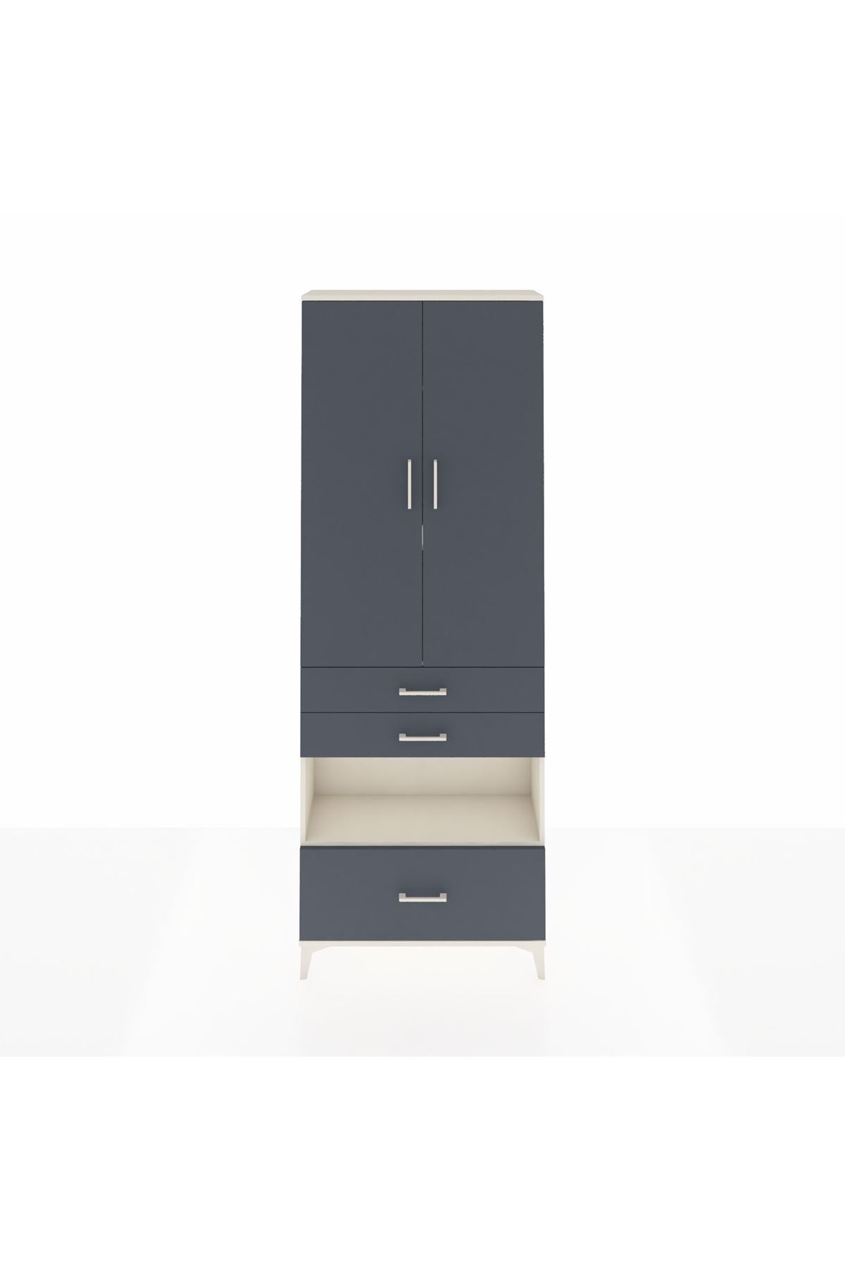 Arges Dolap 4 Raflı 3 Çekmeceli 2 Kapaklı 88x30x243 Aytaşı-Antrasit