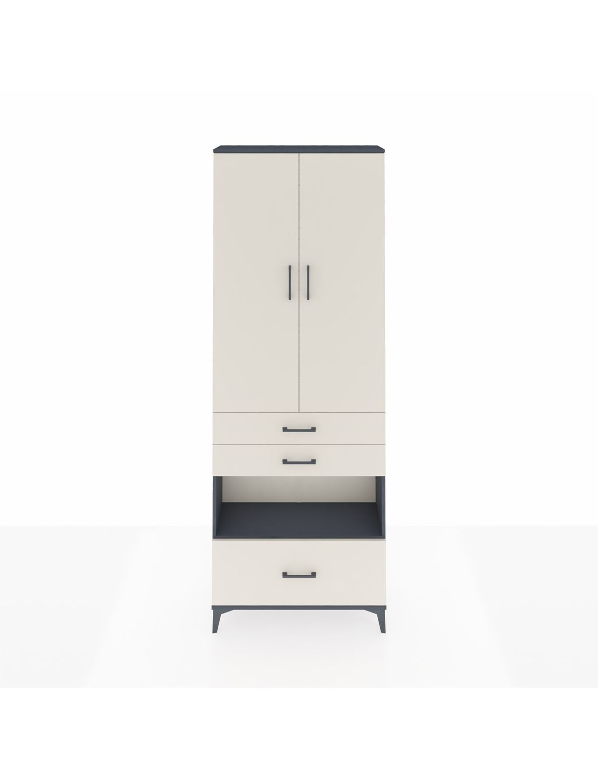 Arges Dolap 4 Raflı 3 Çekmeceli 2 Kapaklı 88x30x243 Antrasit-Aytaşı