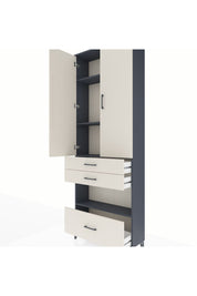 Arges Dolap 4 Raflı 3 Çekmeceli 2 Kapaklı 88x30x243 Antrasit-Aytaşı