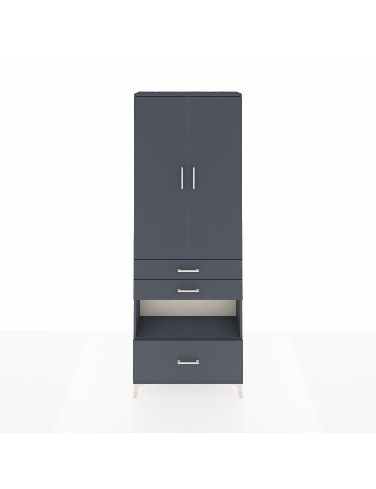 Arges Dolap 4 Raflı 3 Çekmeceli 2 Kapaklı 88x30x243 Antrasit-Antrasit