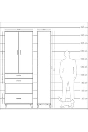 Arges Dolap 4 Raflı 3 Çekmeceli 2 Kapaklı 88x30x243 Antrasit-Aytaşı