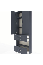 Arges Dolap 4 Raflı 3 Çekmeceli 2 Kapaklı 88x30x243 Antrasit-Antrasit