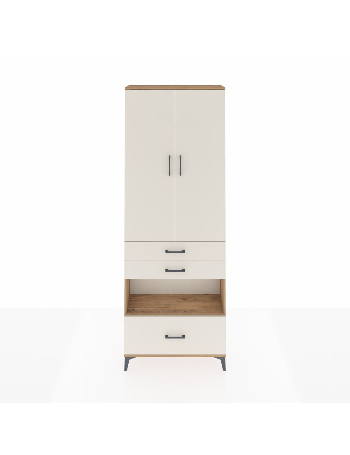 Arges Dolap 4 Raflı 3 Çekmeceli 2 Kapaklı 88x30x243 Çam-Aytaşı