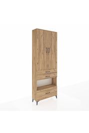 Arges Dolap 4 Raflı 3 Çekmeceli 2 Kapaklı 88x30x243 Çam-Çam