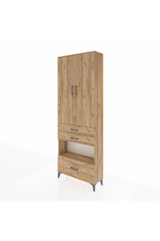 Arges Dolap 4 Raflı 3 Çekmeceli 2 Kapaklı 88x30x243 Çam-Çam
