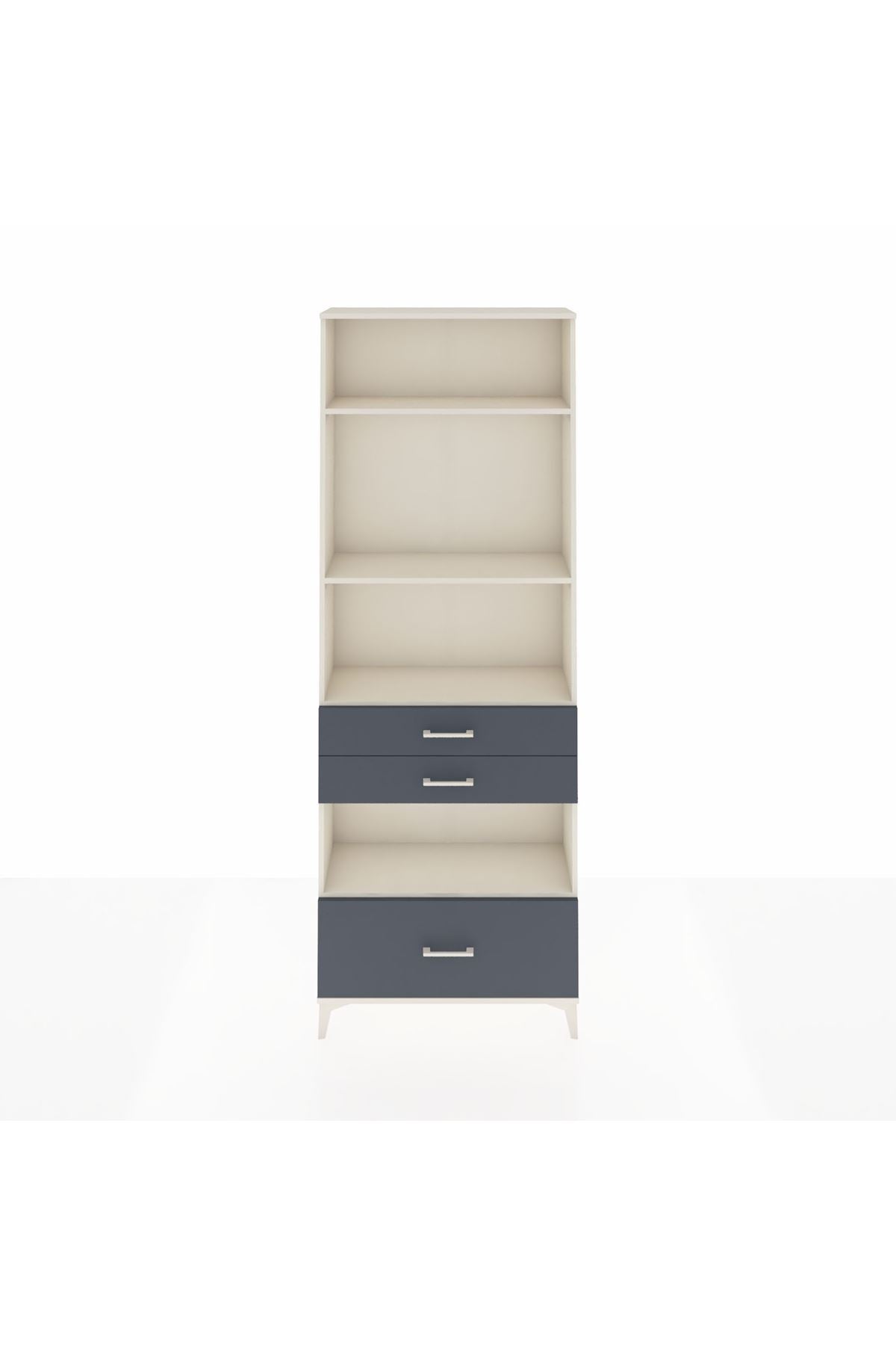 Arges Dolap 4 Raflı 3 Çekmeceli 88x30x243 Aytaşı-Antrasit