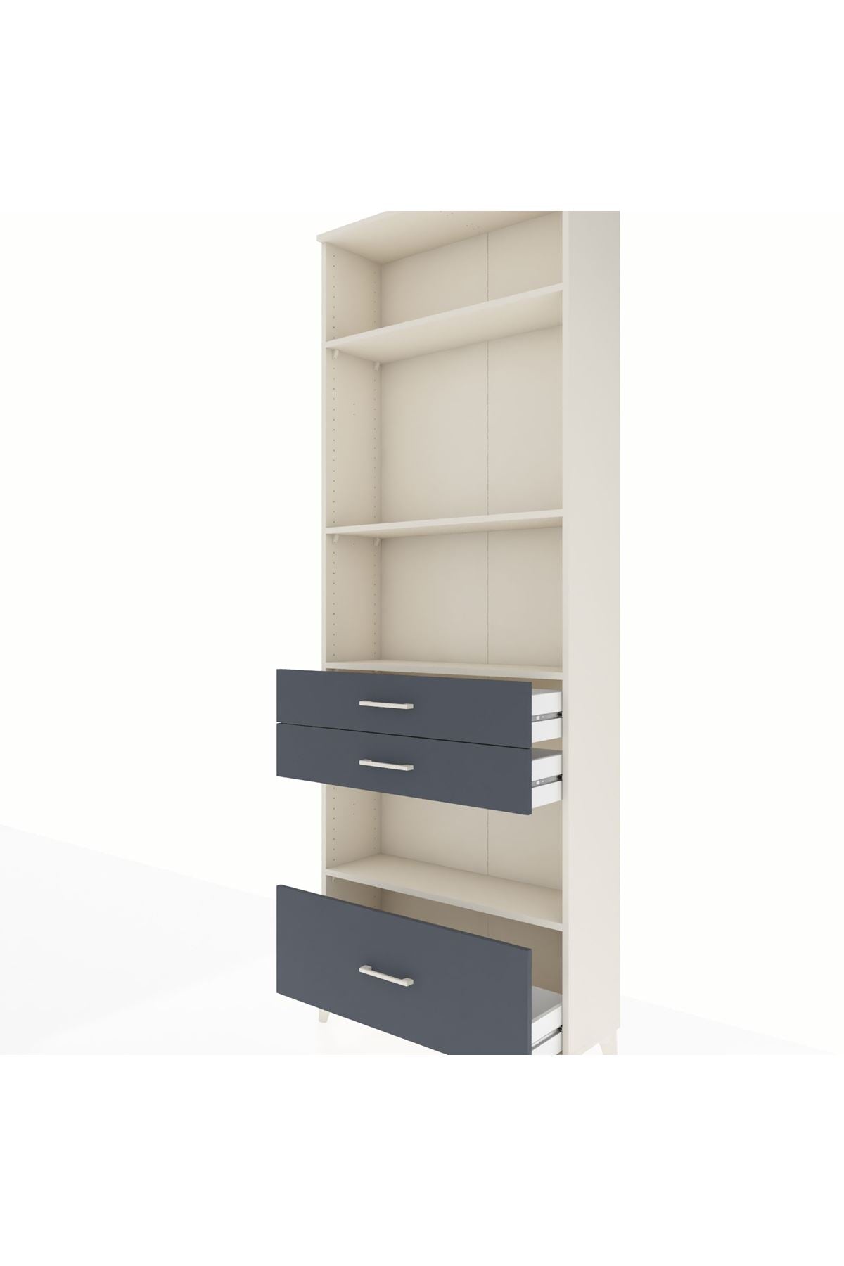 Arges Dolap 4 Raflı 3 Çekmeceli 88x30x243 Aytaşı-Antrasit