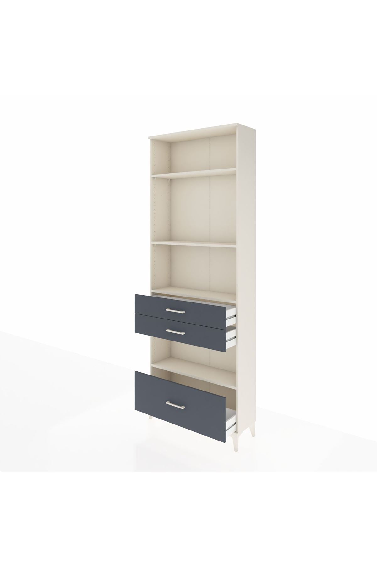 Arges Dolap 4 Raflı 3 Çekmeceli 88x30x243 Aytaşı-Antrasit